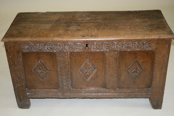 Bonhams : A late 17th century and later carved oak coffer