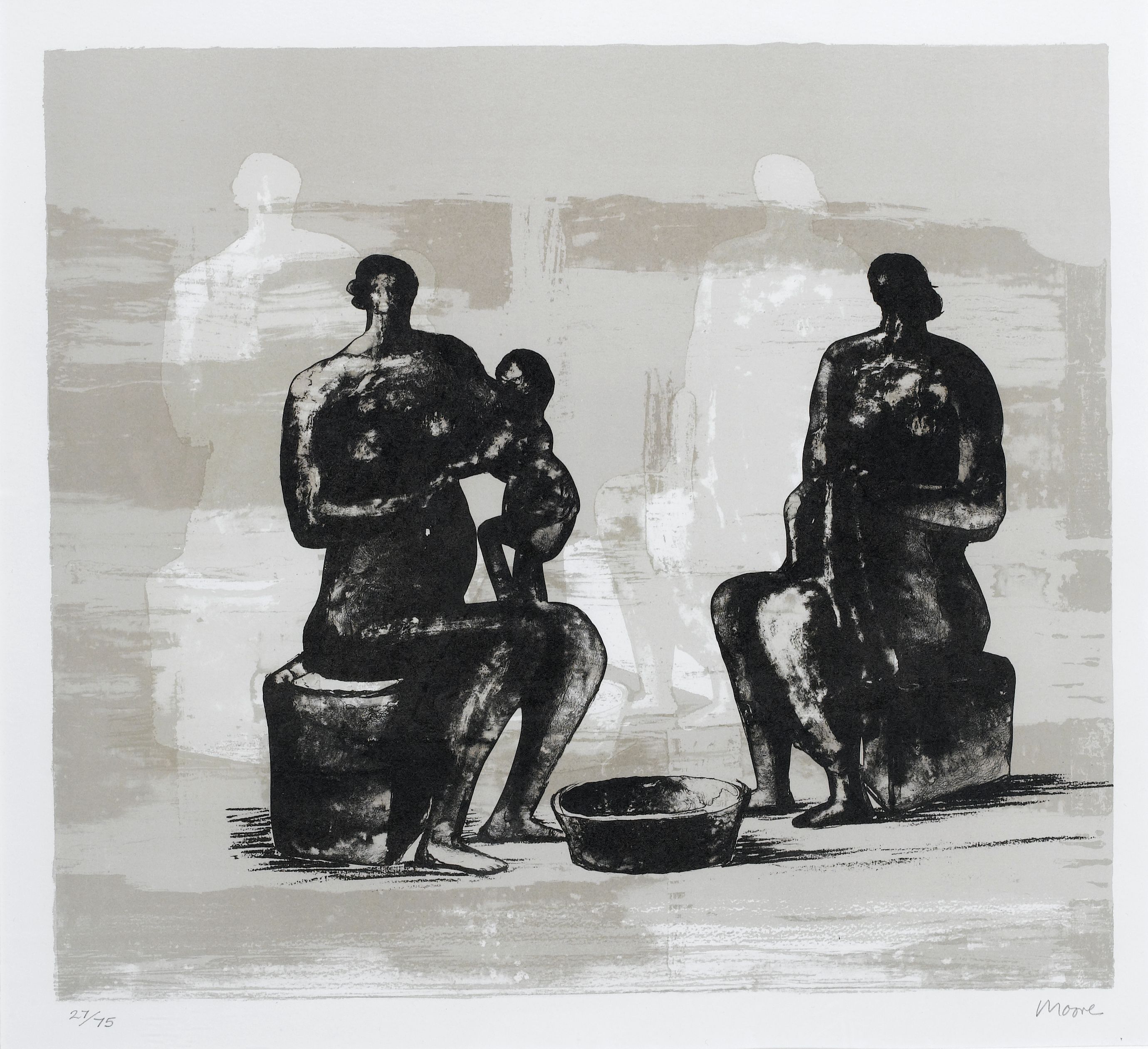 Two Women Bathing a Child