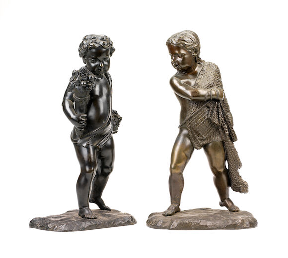 Bonhams : A matched pair of bronze figures of Boys late 19th Century