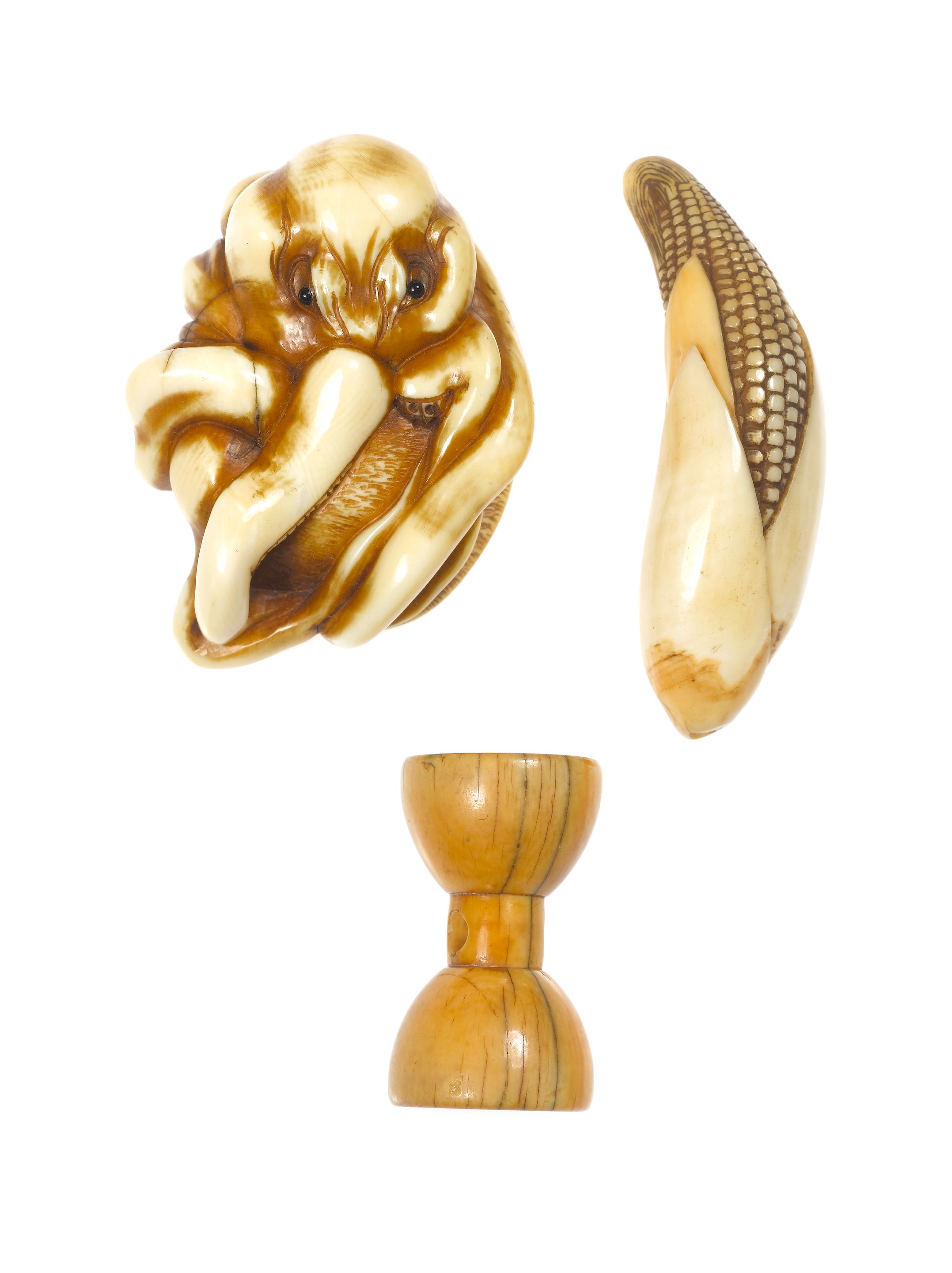 Three ivory netsuke 19th century