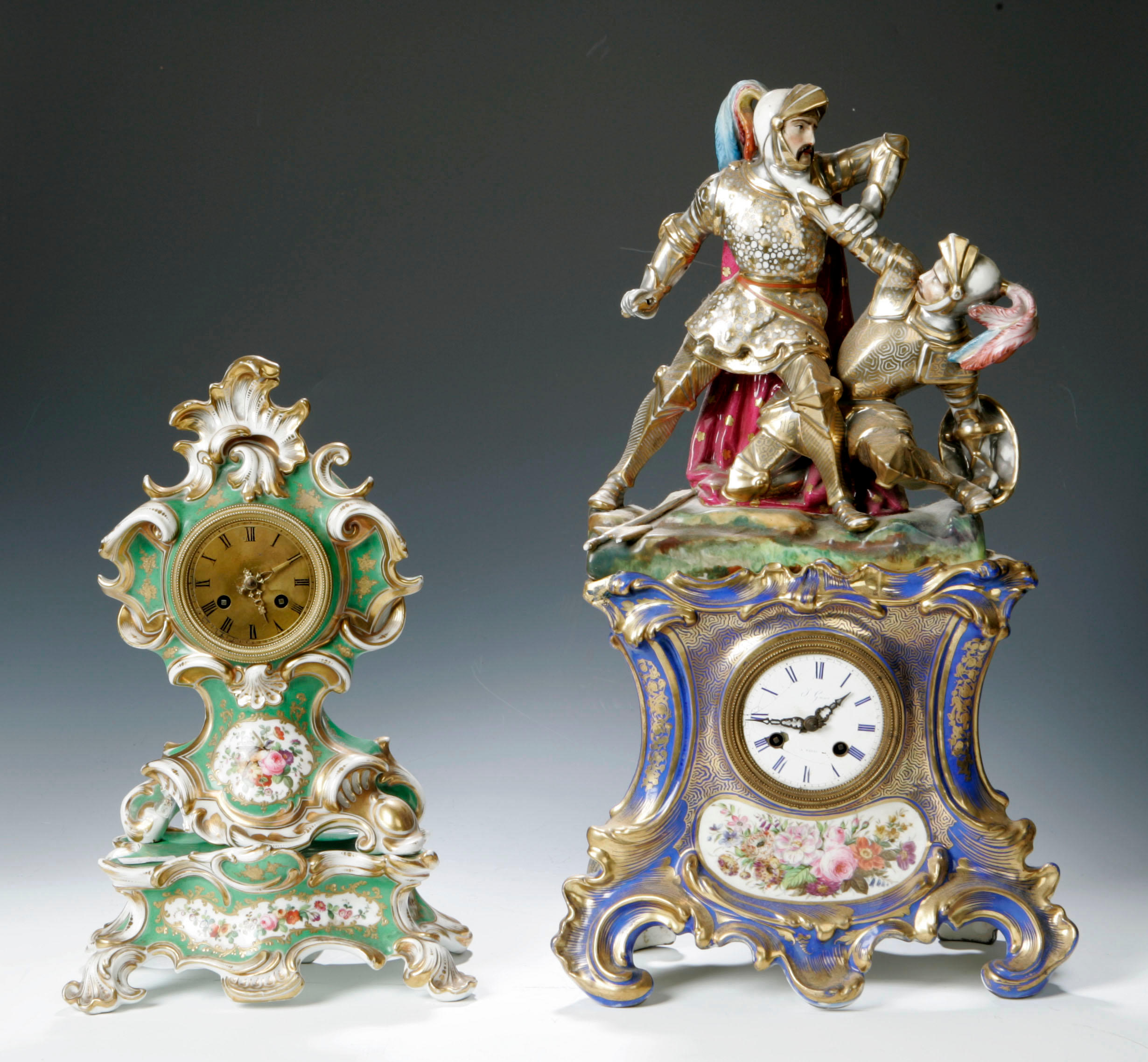 A 19th century French continental porcelain mantel clock