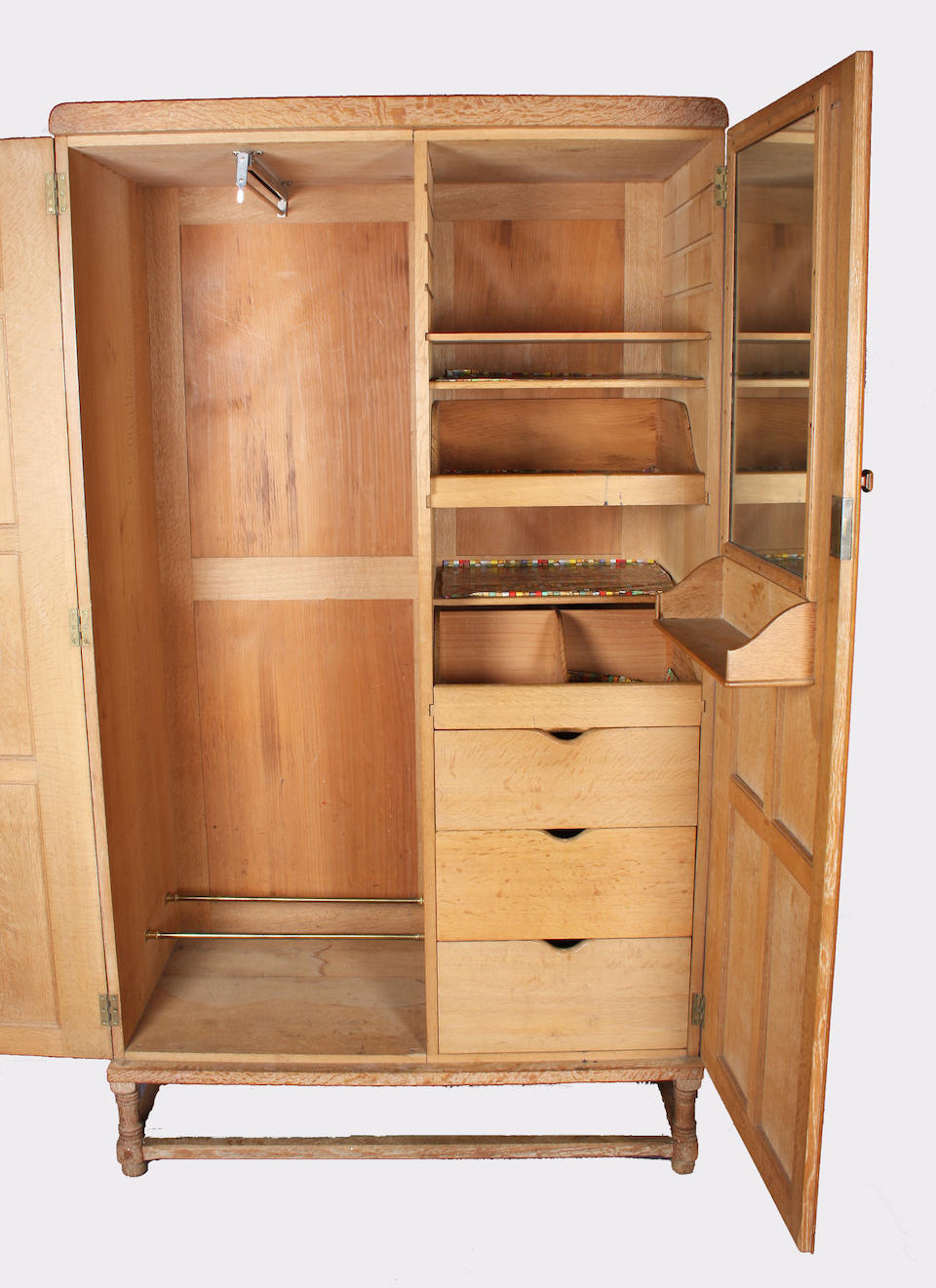 Bonhams A Limed Oak Compactum Type Double Wardrobe Attributed To