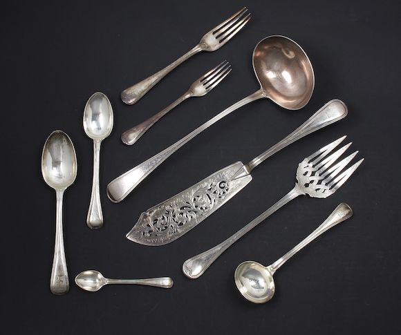 Bonhams : A part canteen of early Victorian silver Old English Thread ...