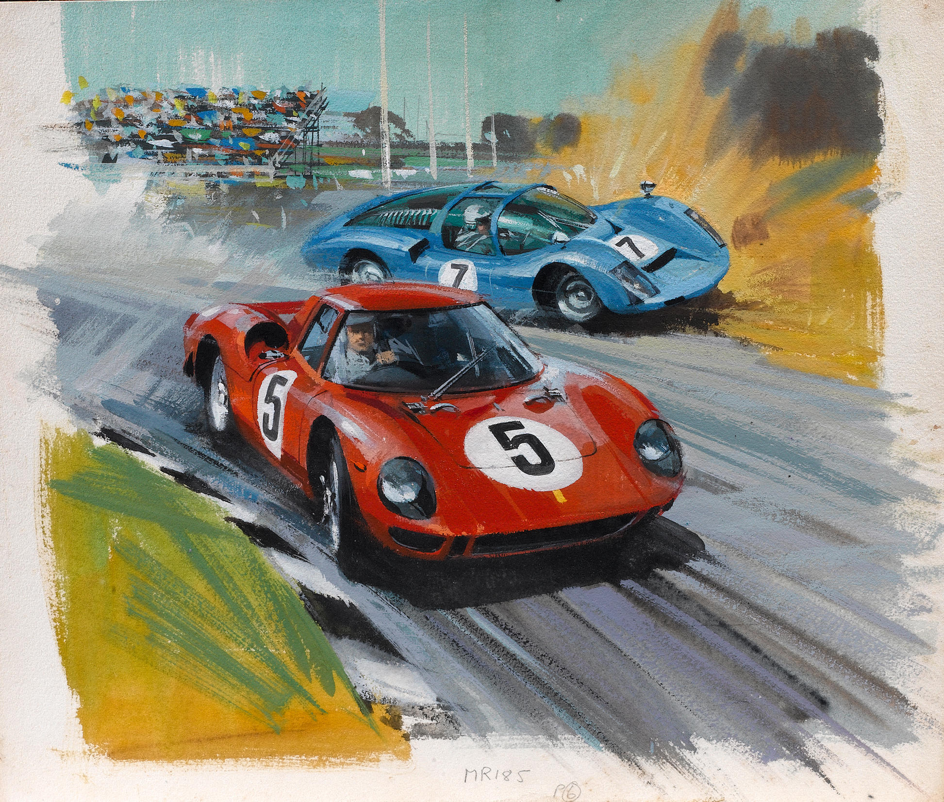 Bonhams Cars : Michael Turner, (1934 - ) 'Ferrari 250LM vs Porsche 906/6',  1960s