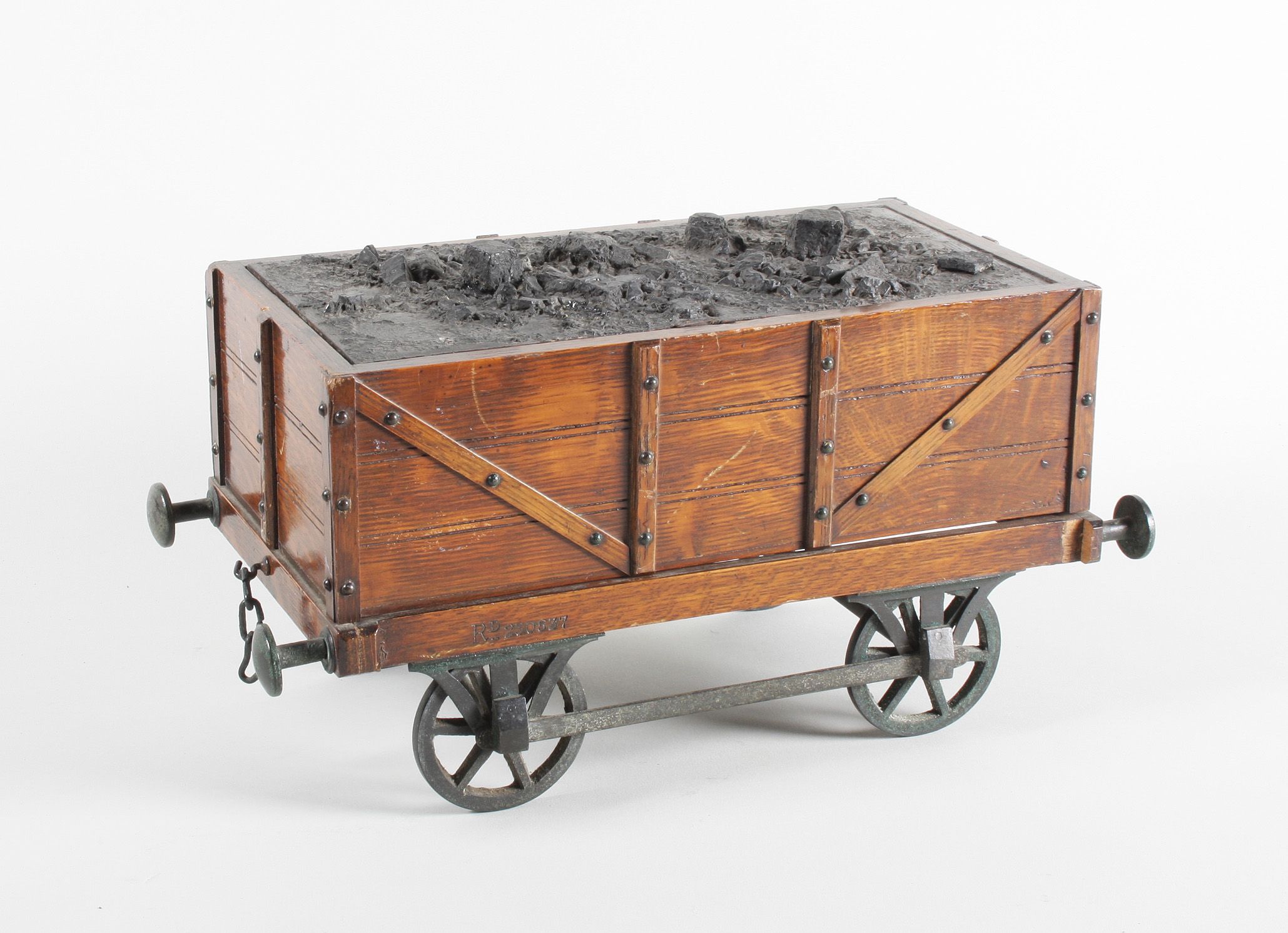 A Victorian tobacco or cigar box in the form of a railway coal wagon
