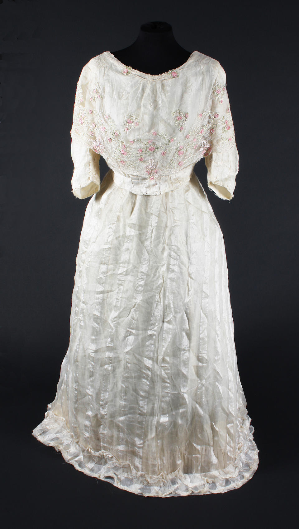 Bonhams A Late 19th Century Cream Silk Satin Wedding Dress