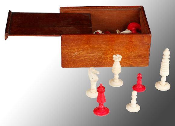 Barleycorn Ruler Bonhams : A barleycorn type part chess set,