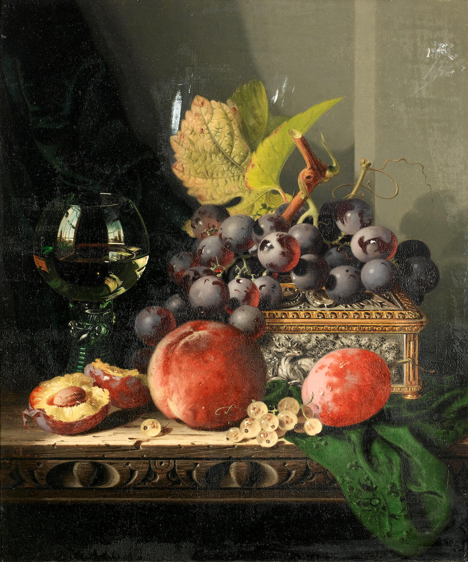 Bonhams : Edward Ladell (British, 1821-1886) Still life with fruit ...