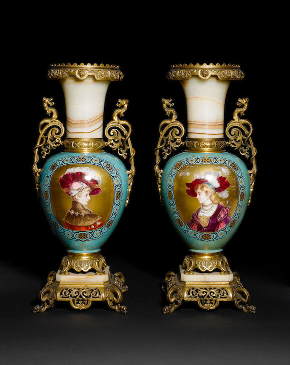 Bonhams : A pair of French late 19th century ormolu mounted parcel-gilt ...