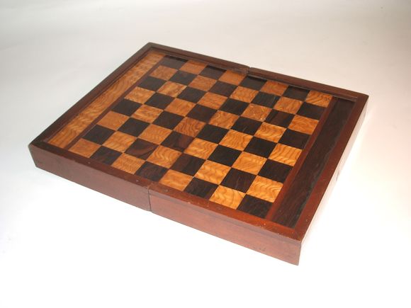 Bonhams : A decorative snakewood, rosewood and mahogany inlaid board ...