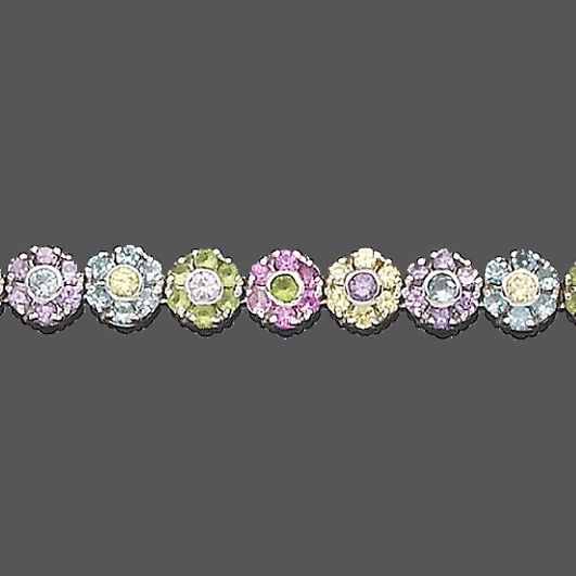 A multi gem-set necklace