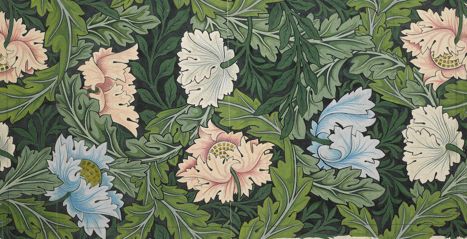 Bonhams : William Morris for Morris & Company 'Poppy' or 'Wreath' a Wallpaper Design with