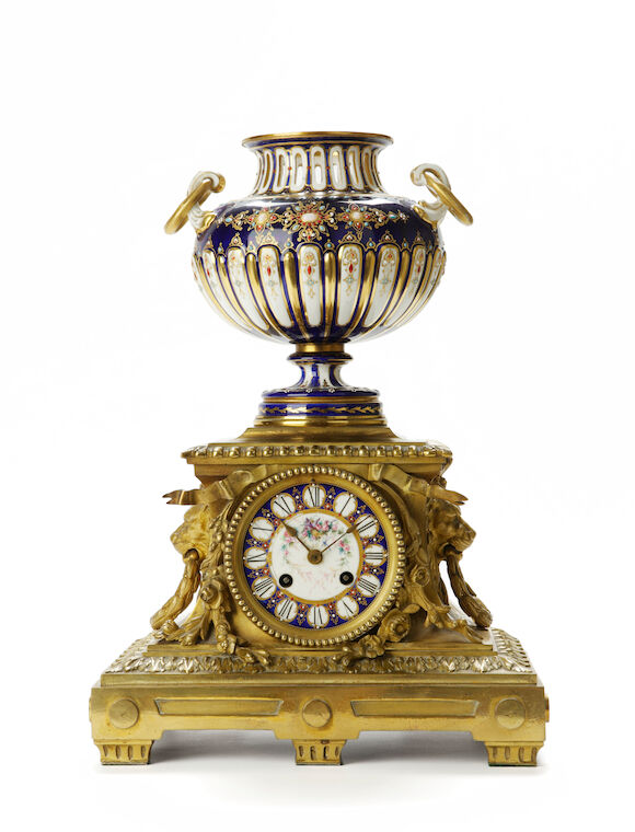 Bonhams : A 19th century French porcelain and gilt metal mantel clock
