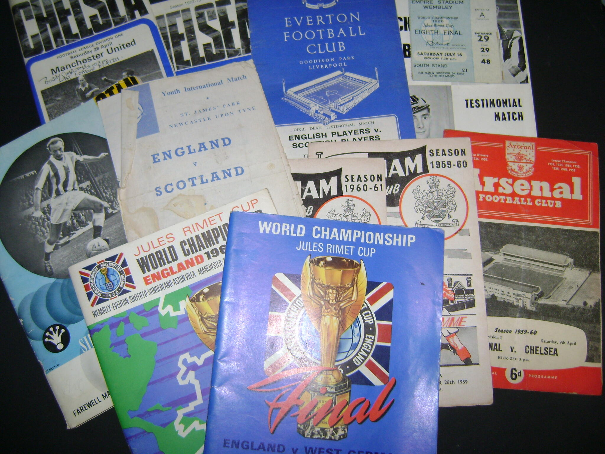 1966 World Cup Final programmes, hand signed Typhoo tea cards, rosette auctions & price archive