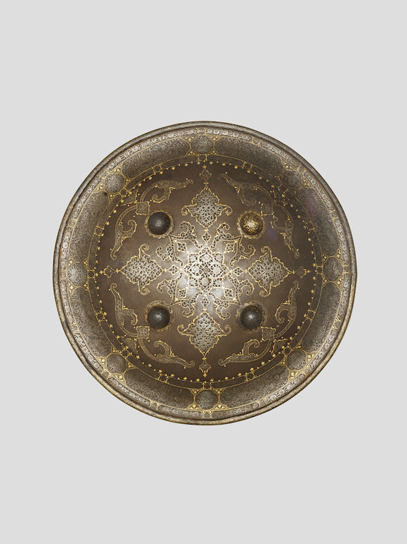 Bonhams : A Qajar gold damascened steel Shield Persia, 19th Century