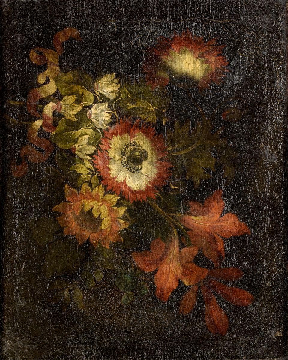 Bonhams School of Lyons, circa 1850 Roses, an iris and other flowers