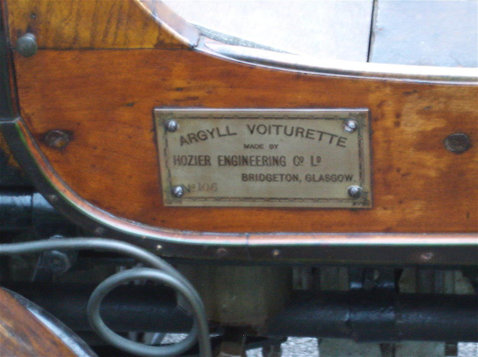 The ex-Pictom Bradshaw of Dublin, Paul Egestorff and Killarney Motor Museum,1901 Argyll 5hp Spindle Seat Rear Entrance Tonneau  Chassis no. 106 Engine no. 1334
