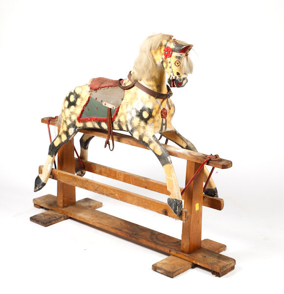 Bonhams : An Edwardian dapple grey rocking horse,