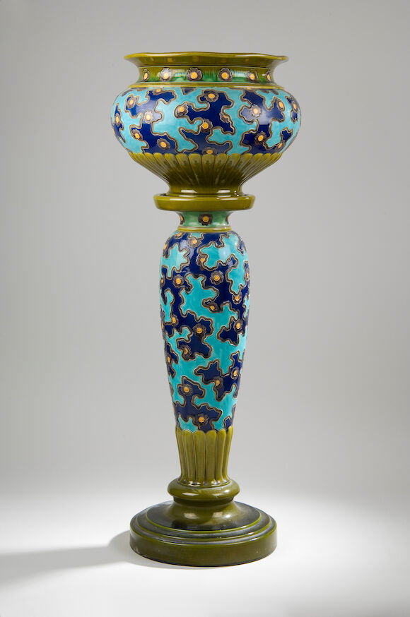 Bonhams : A Burmantoft's faienceware jardiniere and stand, late 19th ...
