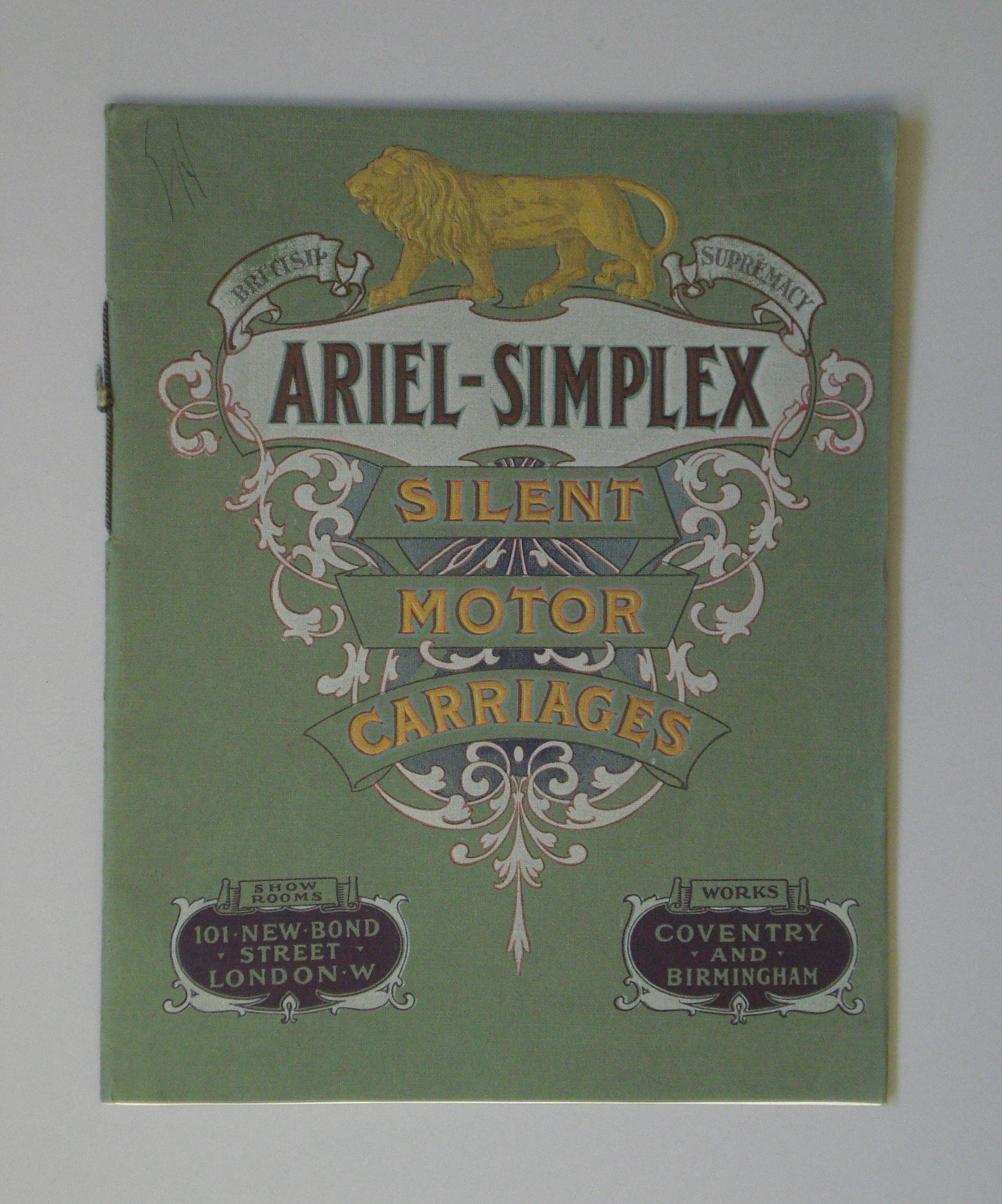 Bonhams Cars : A 1908 Ariel-Simplex Silent Motor Carriages sales brochure,