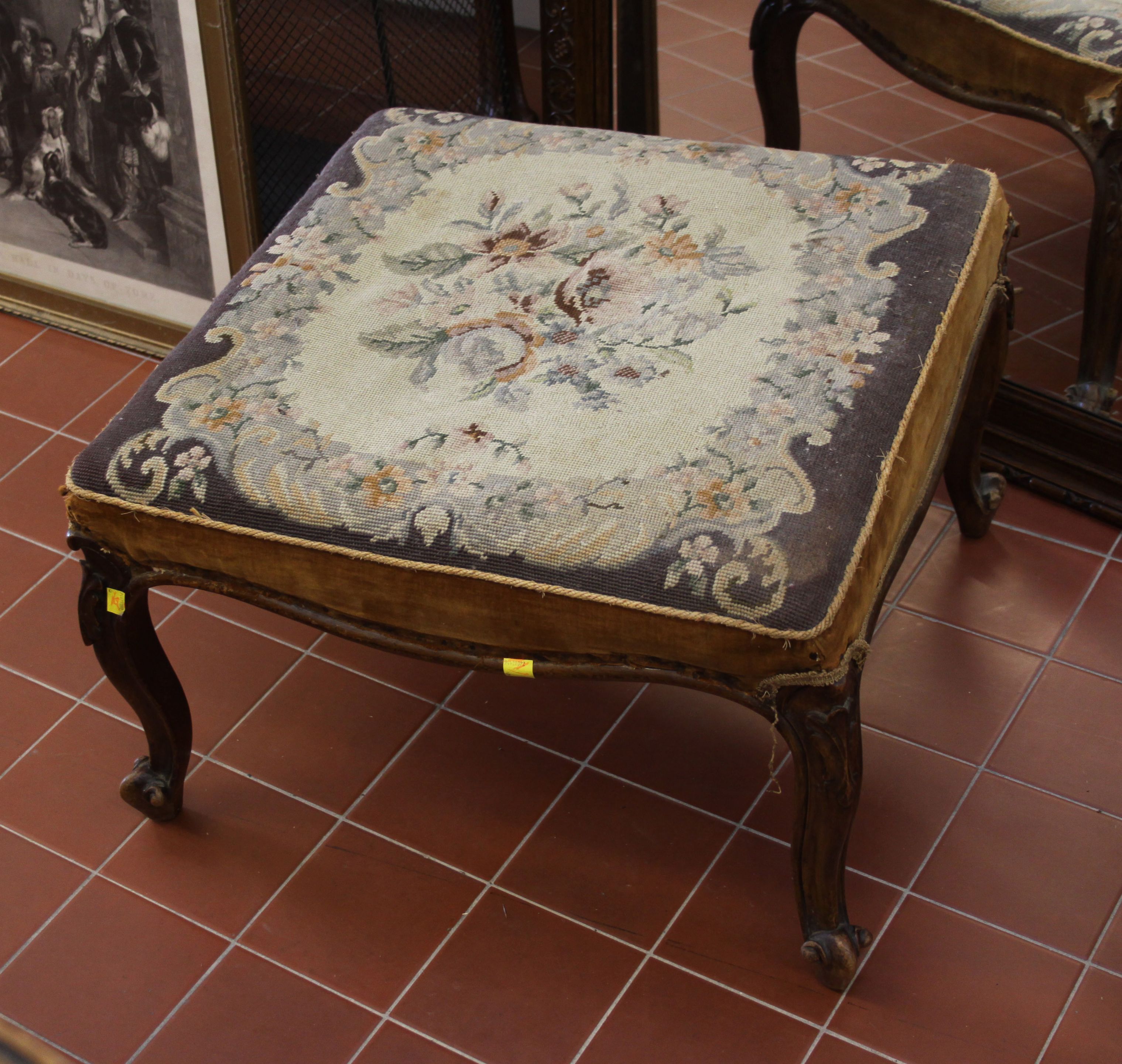 A Victorian walnut stool,