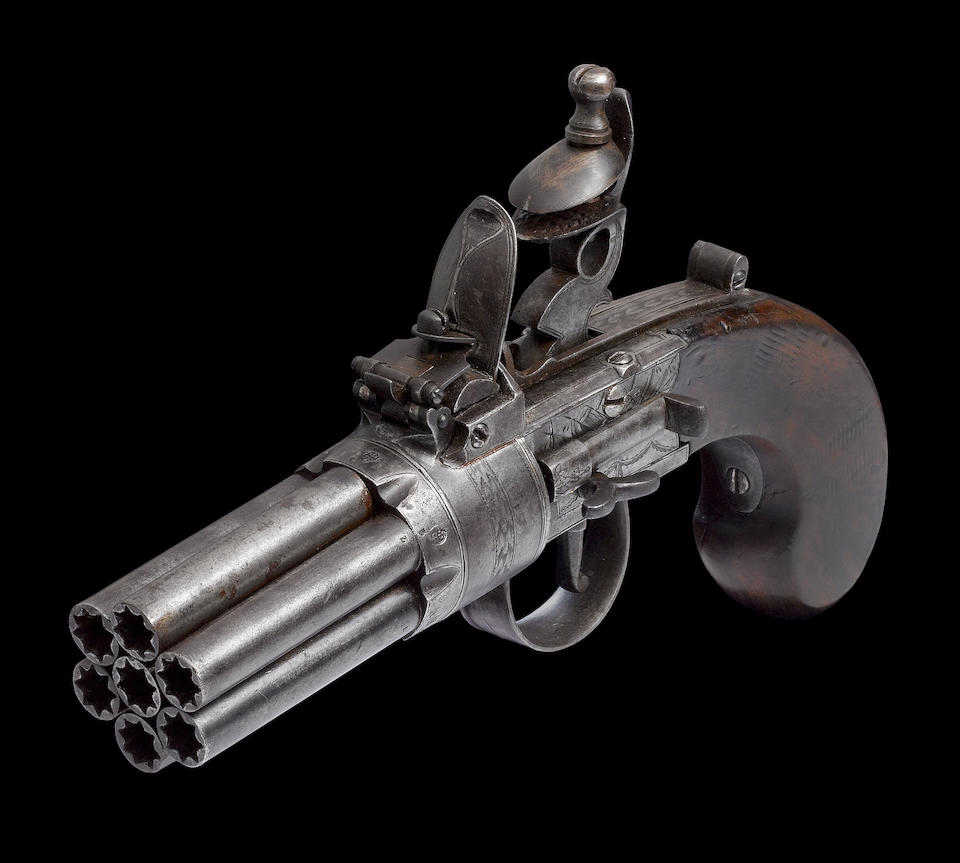 Bonhams : A Very Rare 140-Bore Seven-Barrelled Flintlock Box-Lock ...