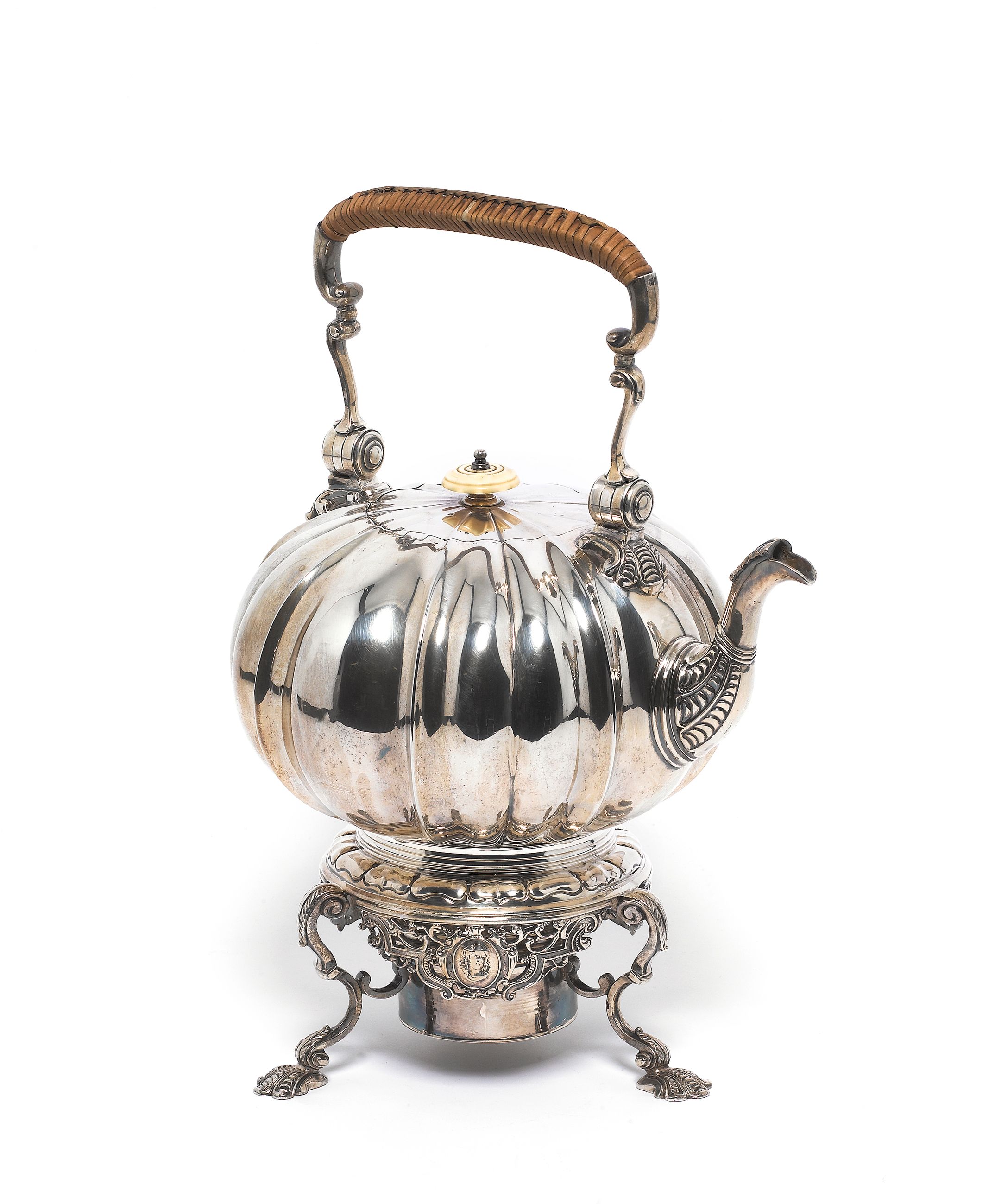 Bonhams A late Victorian silver tea kettle on stand, by Carrington