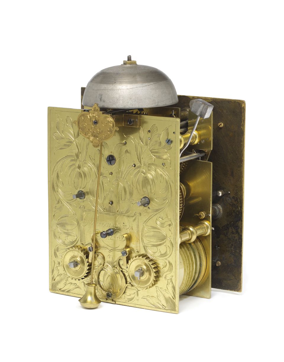 Bonhams A late 17th century basket top ebony bracket clock, with