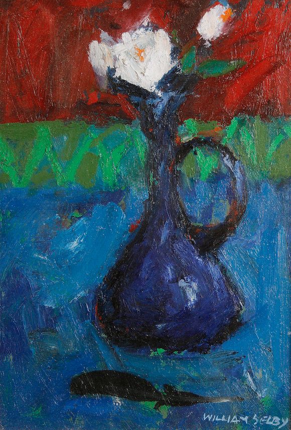 Bonhams : William Selby (British, born 1933) Still life of vase of flowers