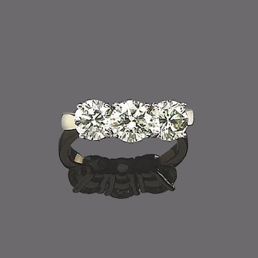 A three-stone diamond ring