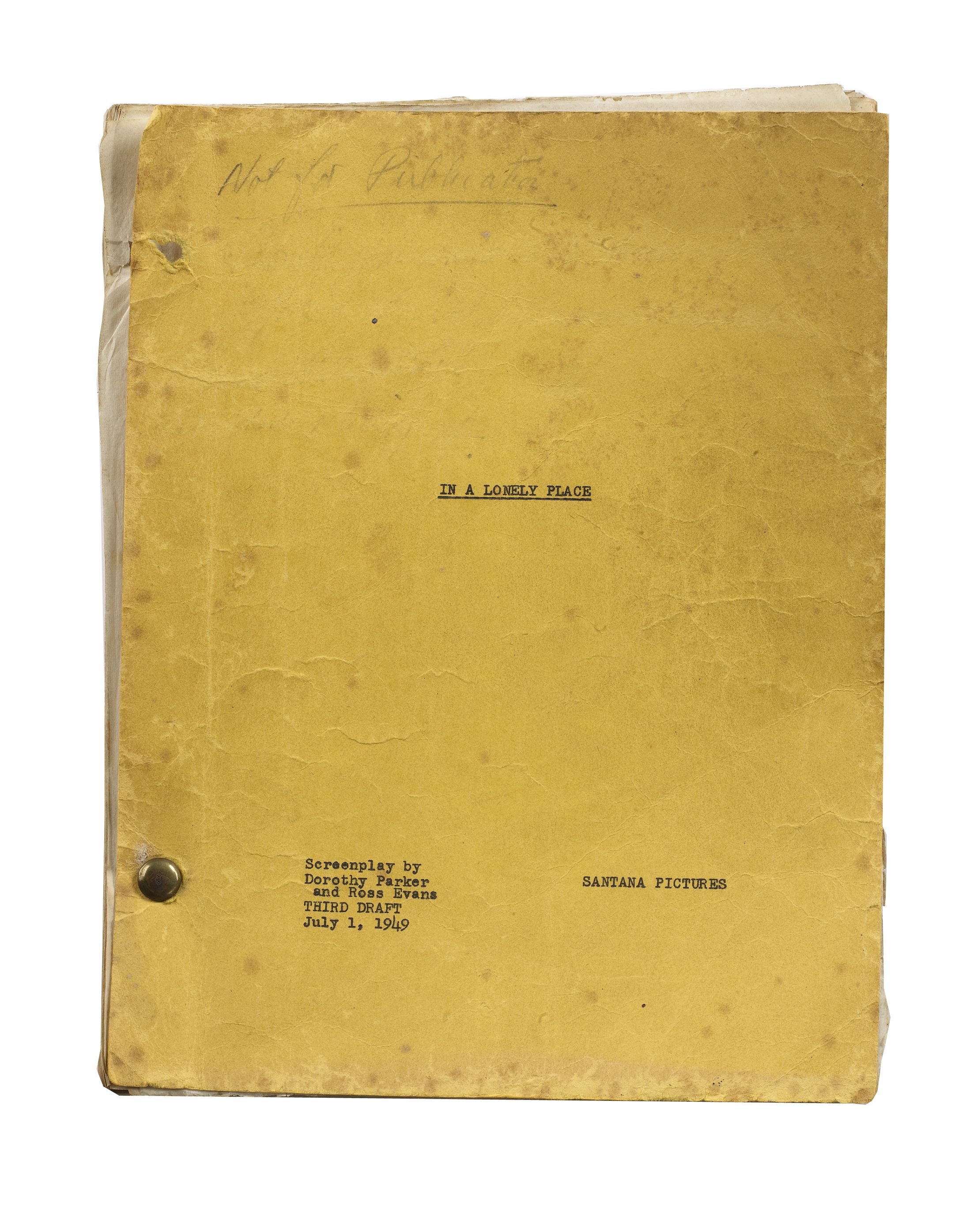 A script for 'In A Lonely Place',