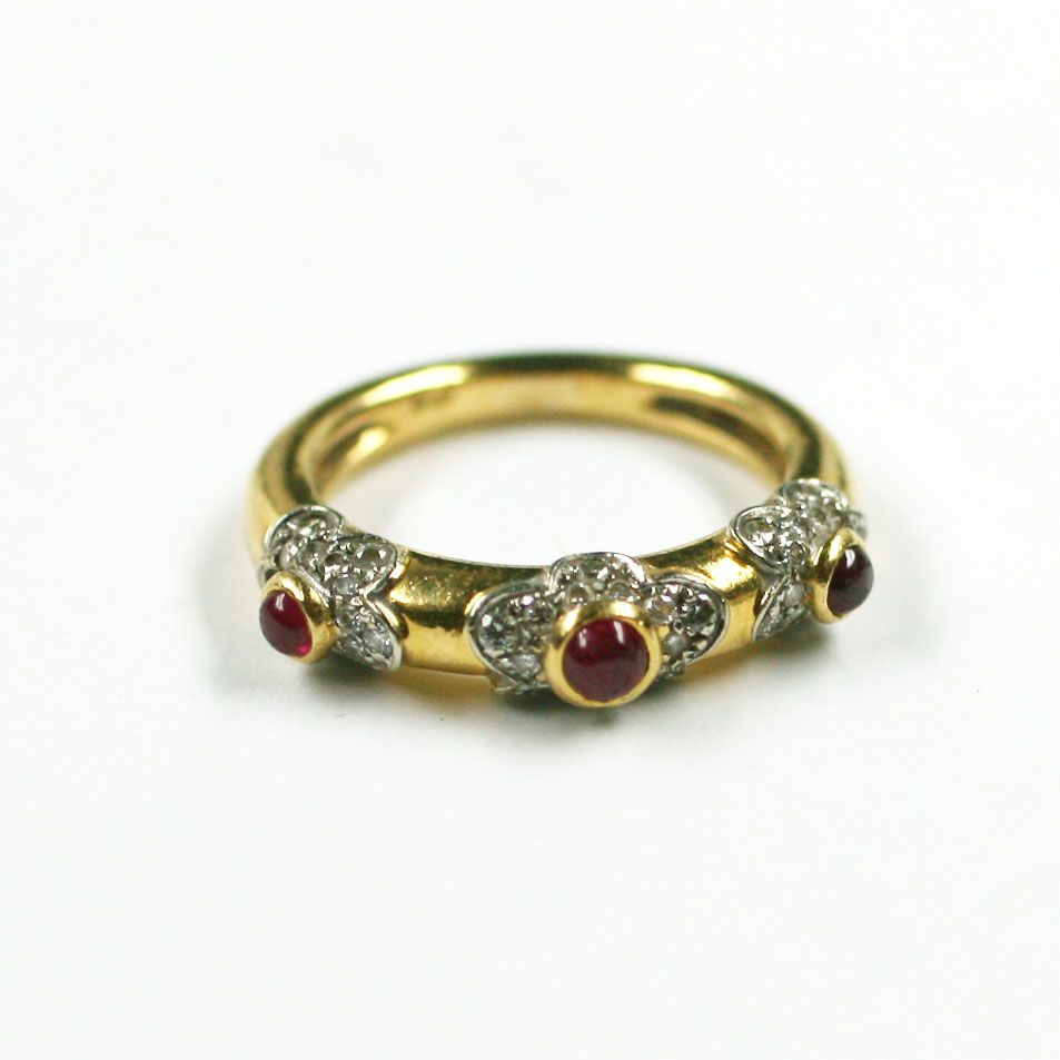 A diamond and ruby set ring,