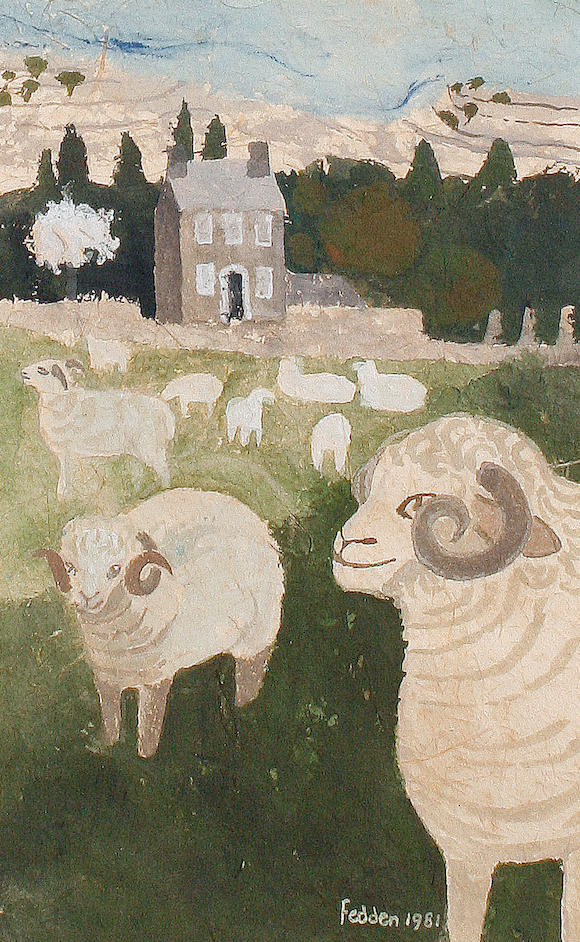 Bonhams : Mary Fedden R.A. (British, born 1915) Sheep in a landscape