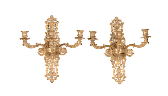 Bonhams : A set of four late 19th century Empire style gilt bronze wall ...