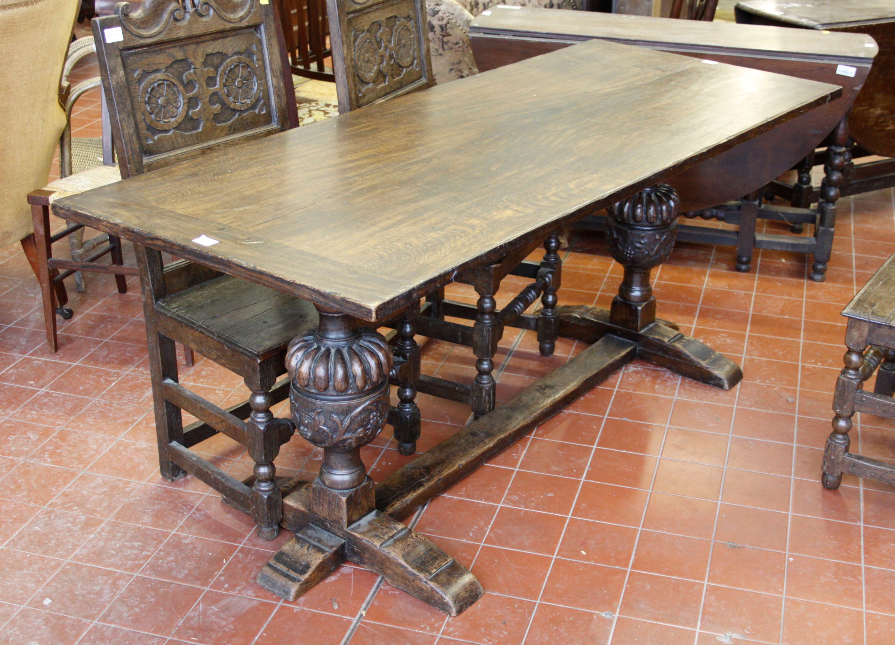 An oak Refectory type table,