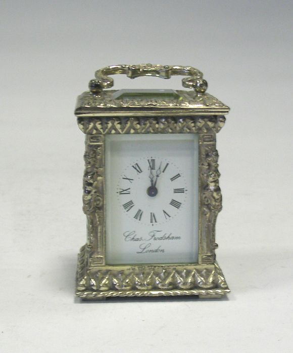 Bonhams A silver mounted carriage clock, maker's mark J.C, London 1978,