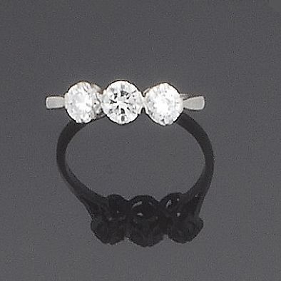 A diamond three-stone ring