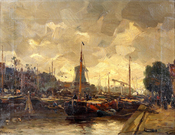 Bonhams : Antonius Bernardus Dirckx (Dutch, 1878-1927) Harbour scene