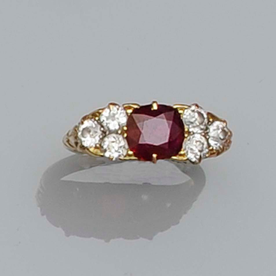 A ruby and diamond ring