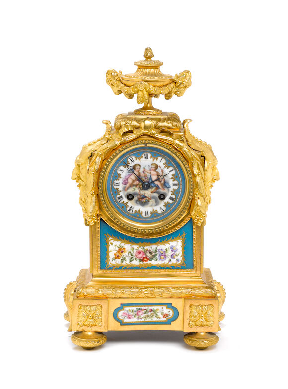 Bonhams : A late 19th century French porcelain mounted ormolu mantel ...