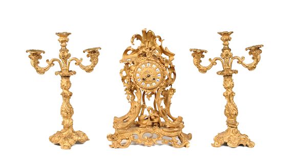 Bonhams : A late 19th century French Rococo style gilt bronze clock ...
