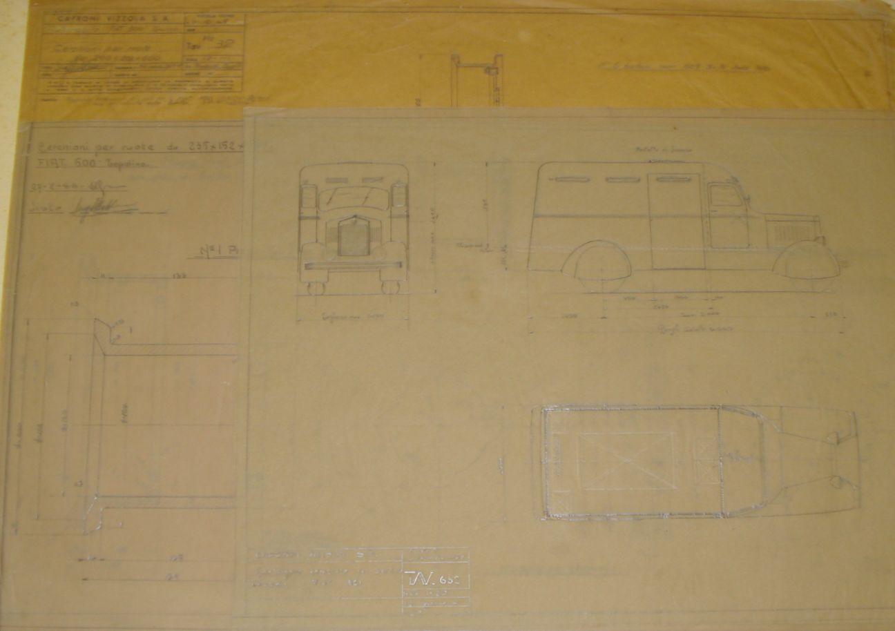 Bonhams Cars : Two Fiat 500 Topolino Vehicle Component Design Drawings 