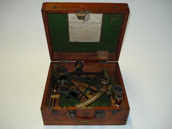 Bonhams : A mahogany-cased brass and anodised sextant John Lilley & Son ...