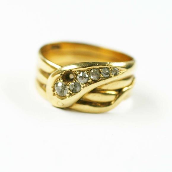 Bonhams : A diamond set serpent ring,