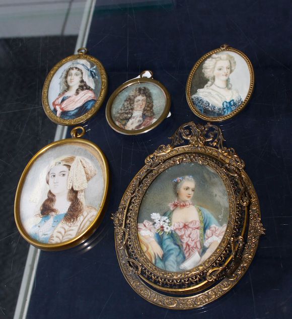 Bonhams A miniature oval portrait of a young lady