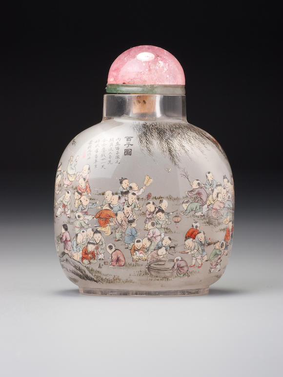 Bonhams : An inside-painted rock-crystal snuff bottle Wang Xisan, dated  1962 (the bottle, probably Official School, 1760-1860)