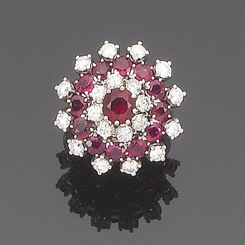 A ruby and diamond target ring
