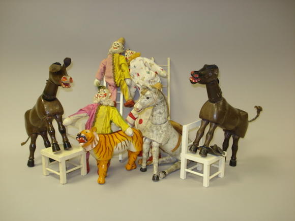 Bonhams : Schoenhut Humpty Dumpty Circus clowns and animals