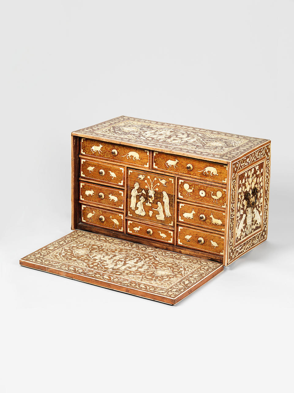 Bonhams A Rare Safavid Revival Bone Inlaid Wood Cabinet Qajar Persia