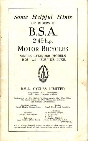 Bonhams 1926 Bsa 250cc Model B26 Deluxe Round Tank Frame No B Engine No B